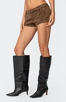 Edikted Studded Faux Suede Micro Shorts