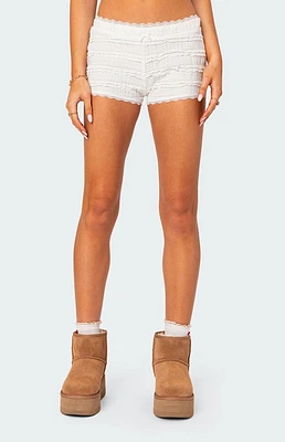 Edikted Lucy Ruffled Lace Shorts