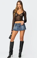 Edikted Sheer Lace V Neck Top