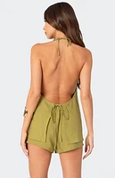 Edikted Arden Linen Look Tie Front Top