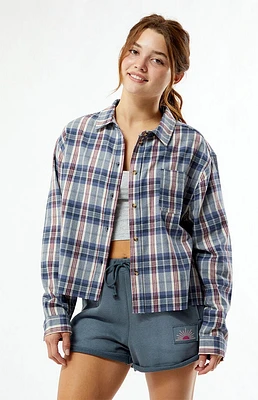 Outer Banks Treasure Distressed Cropped Flannel Shirt