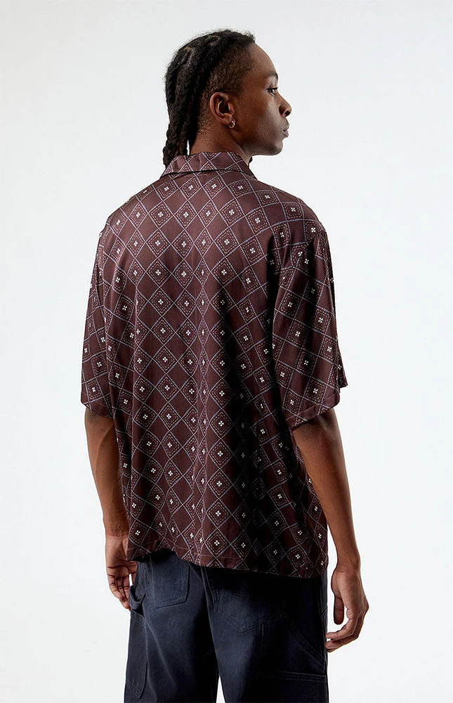 PacSun Brown Satin Oversized Camp Shirt