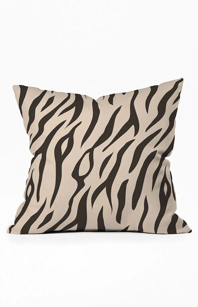 Evenie White Tiger Stripe Throw Pillow