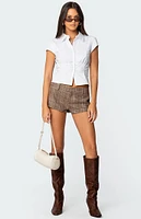 Edikted Phoeby Houndstooth Plaid Shorts