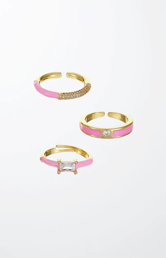 Ettika Pink Ladies Ring Set