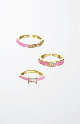 Pink Ladies Ring Set