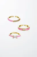 Ettika Pink Ladies Ring Set