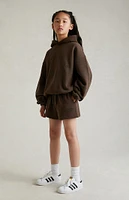 Kids Fear of God Essentials Heather Wood Sweat Shorts