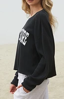 John Galt Black North Shore Waffle Knit Crew Neck Sweatshirt