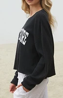 John Galt Black North Shore Waffle Knit Crew Neck Sweatshirt