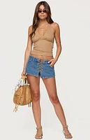 Edikted Olivera Lace Up Denim Mini Skort