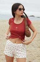 John Galt Strawberry Emery Pointelle Pajama Shorts