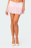 Edikted Lex Satin & Lace Ruffle Mini Skirt