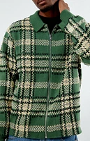 PacSun Green Plaid Collared Sweater Jacket