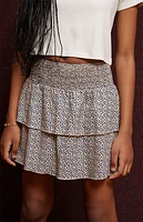Pacsun Kids Leopard Tiered Scrunch Mini Skirt