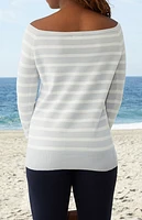 John Galt Light Blue Bonnie Off-The-Shoulder Sweater