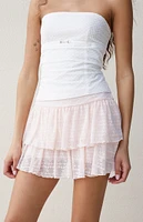 Beverly and Beck Light Pink Lace Tiered Mini Skort