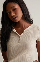 Est. PAC 1980 Gemma Waffle Knit Henley Top