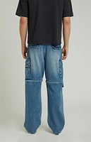 PacSun Medium Indigo Zip Off Baggy Cargo Jeans