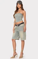 Edikted Shira Washed Denim Tube Top