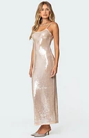 Edikted Sheer Sequin Slitted Maxi Dress