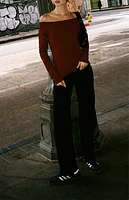 John Galt Burgundy Off-The-Shoulder Top