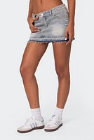 Edikted Priyanka Distressed Denim Mini Skirt