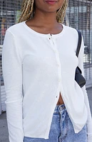 John Galt White Button Front Cardigan
