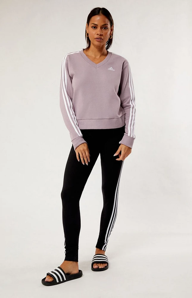 Lavender 3-Stripes V-Neck Sweatshirt