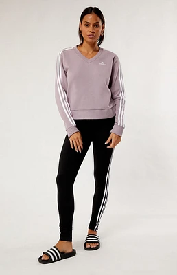 adidas Lavender 3-Stripes V-Neck Sweatshirt