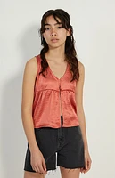 Pacsun Kids Peach Satin Button Front Tank Top