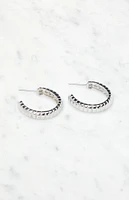 LA Hearts Ribbed Hoop Earrings