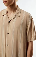 PacSun Tan Striped Oversized Camp Shirt