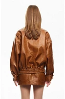 LIONESS Faux Leather Kenny Bomber Jacket