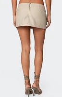 Edikted Double Buckle Faux Leather Mini Skort