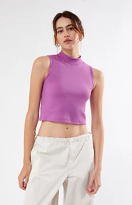 24 COLOURS Purple Mock Neck Tank Top