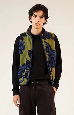 Pacsun Olive Sherpa Print Vest