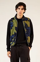 Pacsun Olive Sherpa Print Vest