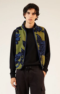 PacSun Olive Sherpa Print Vest