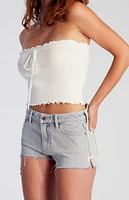 PacSun Light Indigo Bow Denim Micro Shorts
