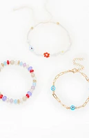 LA Hearts 3 Pack Beaded Chain Bracelets