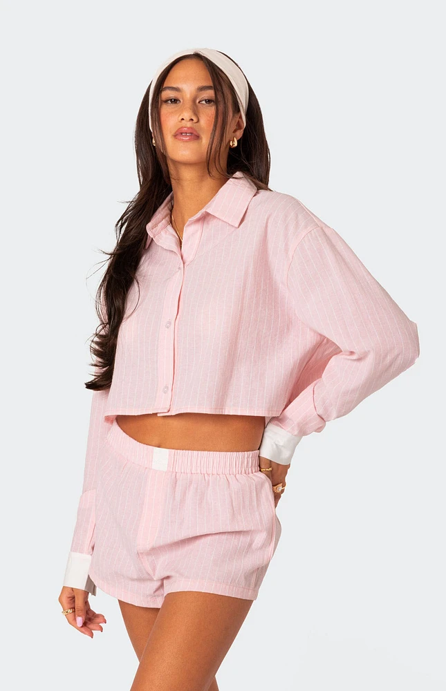 Lea Cropped Button Up Shirt