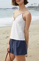 John Galt White & Blue Polka Dot Amara Tank Top