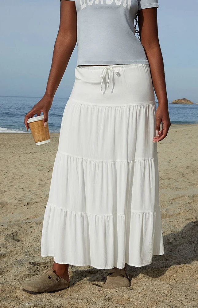 John Galt White Lizzy Maxi Skirt