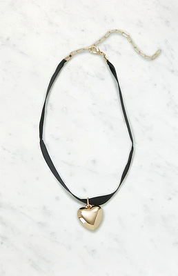 Ribbon Heart Choker Necklace