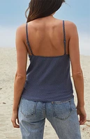 John Galt Blue Polka Dot Tiffany Tank Top