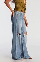 Pacsun Casey Ripped Low Rise Baggy Jeans Medium Indigo