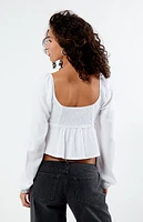 LA Hearts Long Sleeve Keyhole Linen Babydoll Top