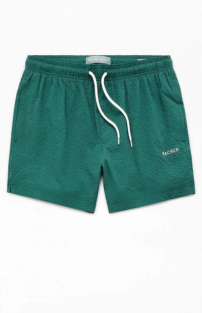 Pacsun Green Seersucker 4.5" Swim Trunks