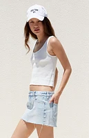 PacSun Stretch Light Indigo Low Rise Micro Denim Mini Skirt